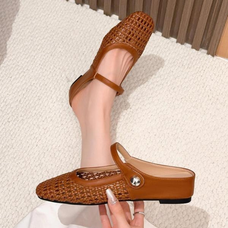 Mira | Women’s Woven Mule Flats with Strap