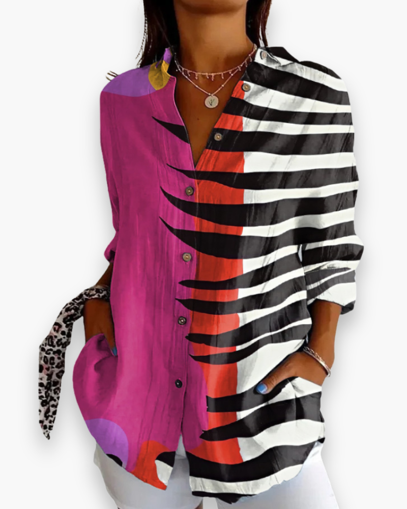 Nova | Women's Printed Long Sleeve Shirt with Embroidery