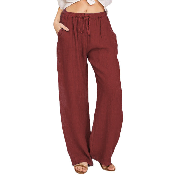 Elsie Coleman | Linen Blend Wide-Leg Trousers For Women