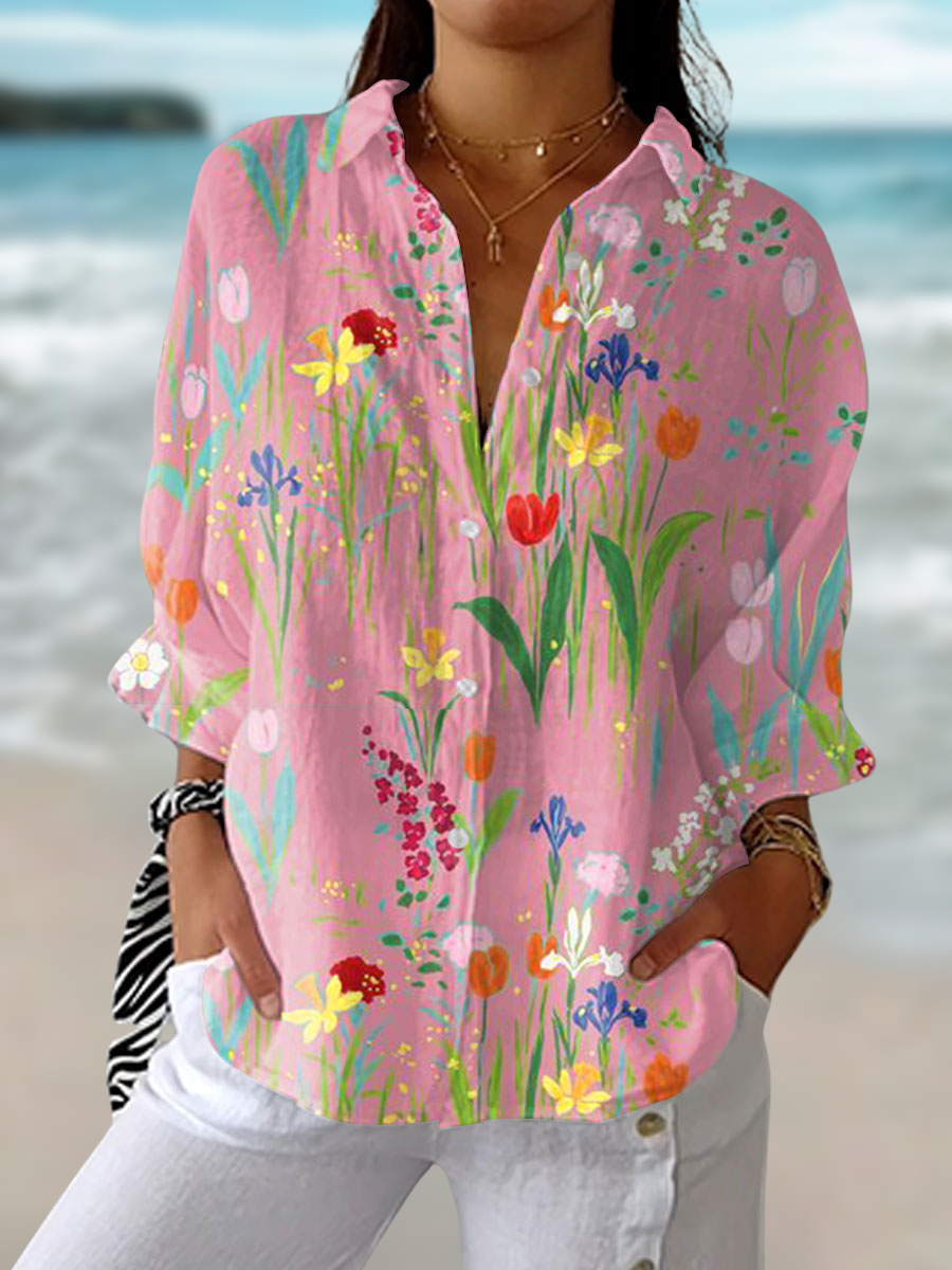 Fiona | Women’s Floral Blouse with Light Fabric