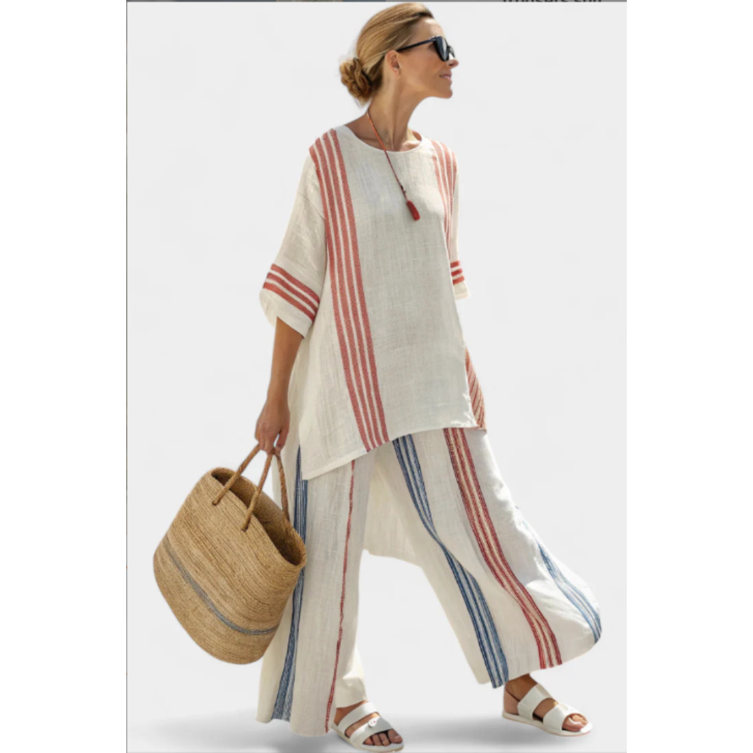 Annie | Women’s Striped Two Piece Set Wide Leg