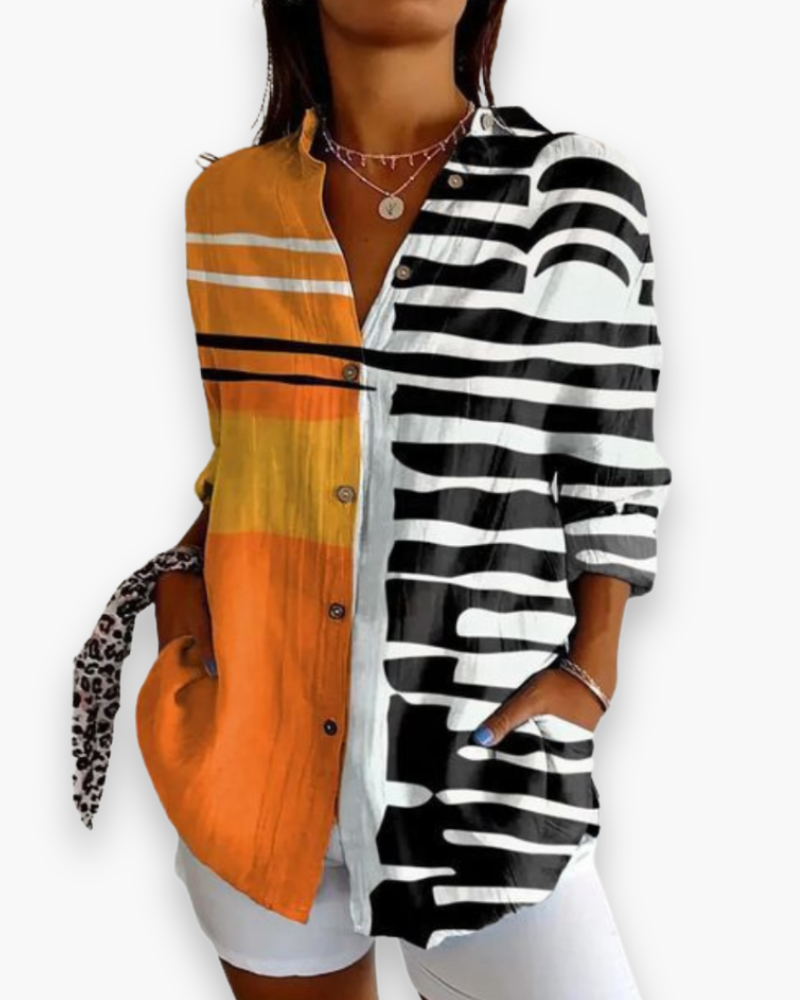 Nova | Women's Printed Long Sleeve Shirt with Embroidery