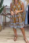 Zara | Women's Halter Neck Swing Dress Boho Print Sleeveless Summer Mini