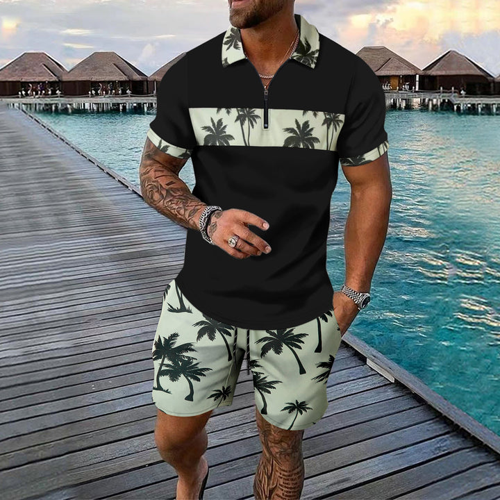 Kai Fairweather | Tropical Print Polo &amp; Shorts Set For Men