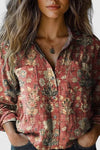 Indie | Women's Boho Print Long Sleeve Button-Up Blouse