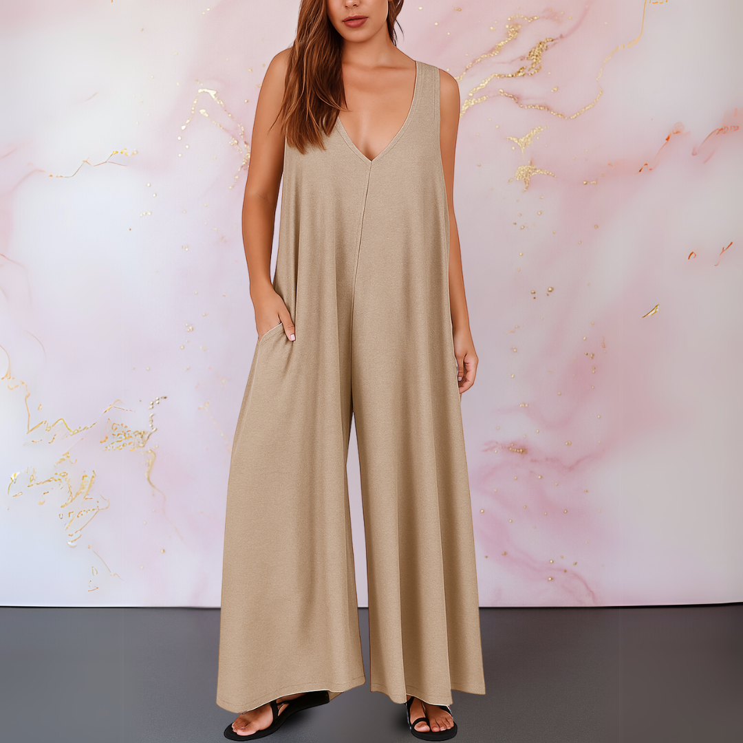 Aria | Women’s Wide Leg Sleeveless Jumpsuit with V-Neck