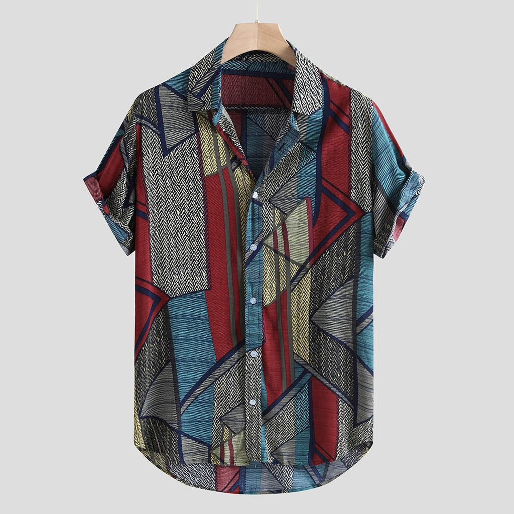 Ryan Walker | Geometric Print Short Sleeve Shirt For Men