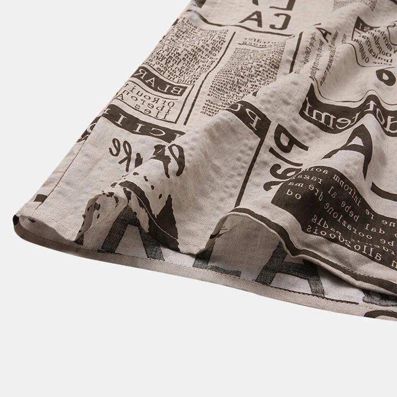 Riley Thompson | Vintage Newspaper Print Hawaiian Shirt For Men