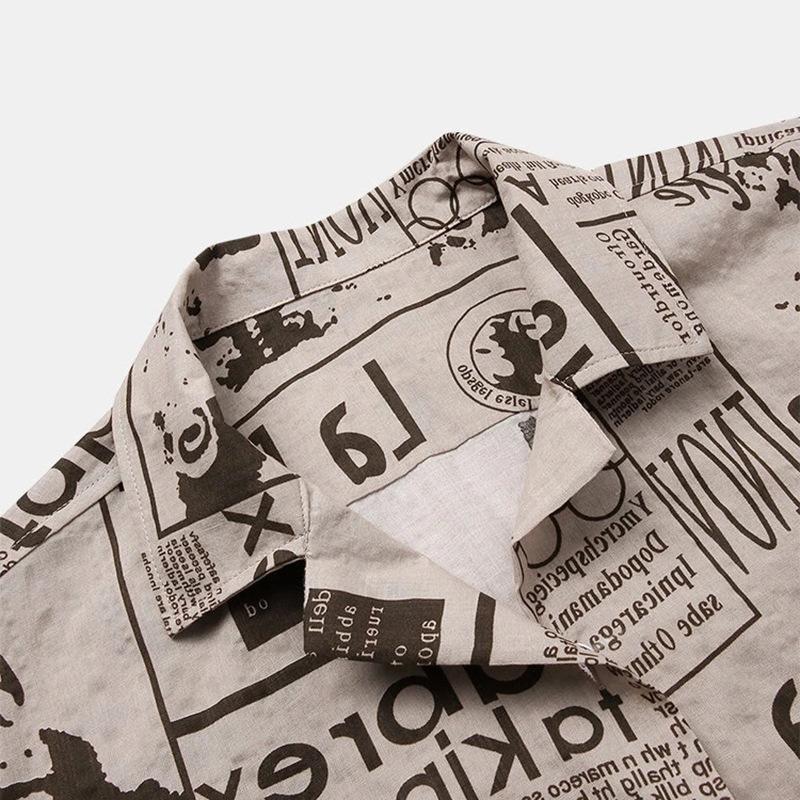 Riley Thompson | Vintage Newspaper Print Hawaiian Shirt For Men