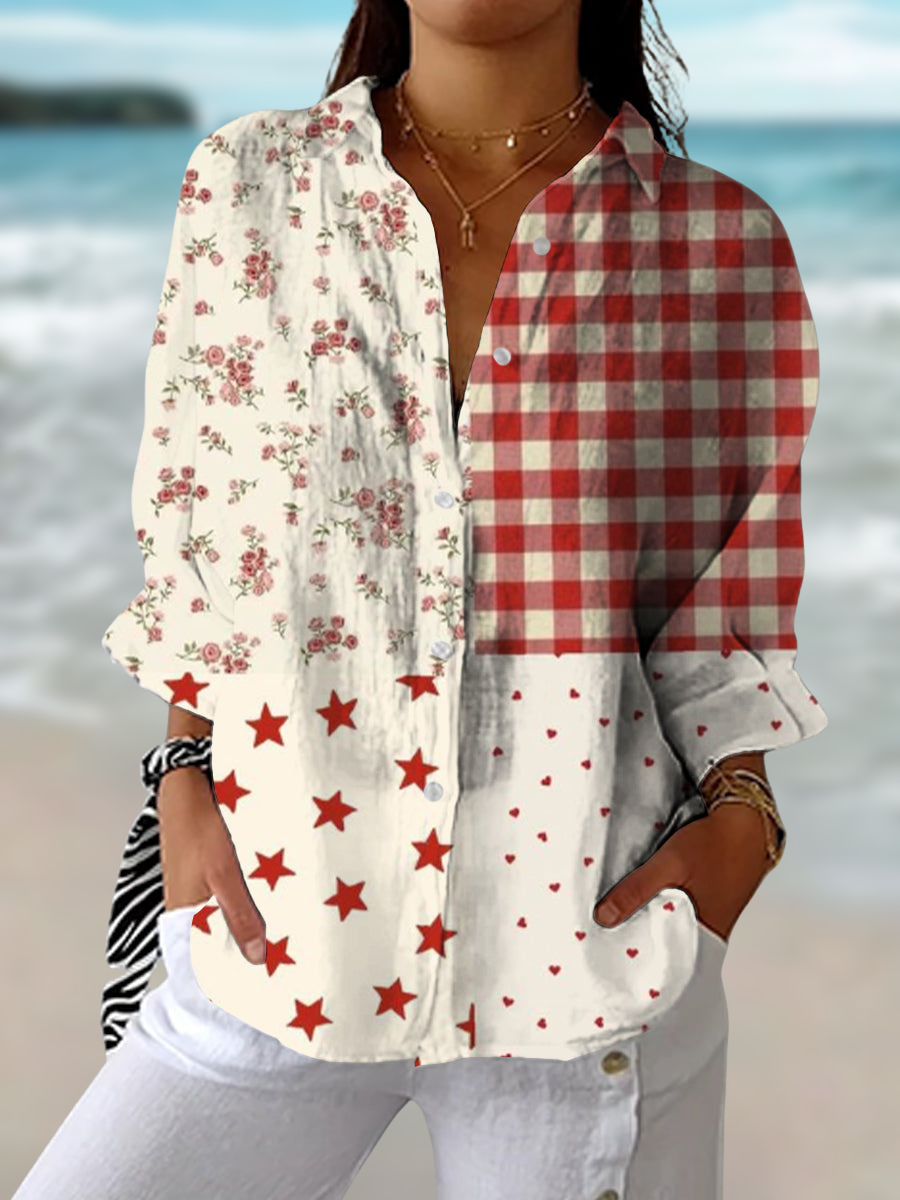 Elise | Women’s Country Patchwork Blouse with Relaxed Fit
