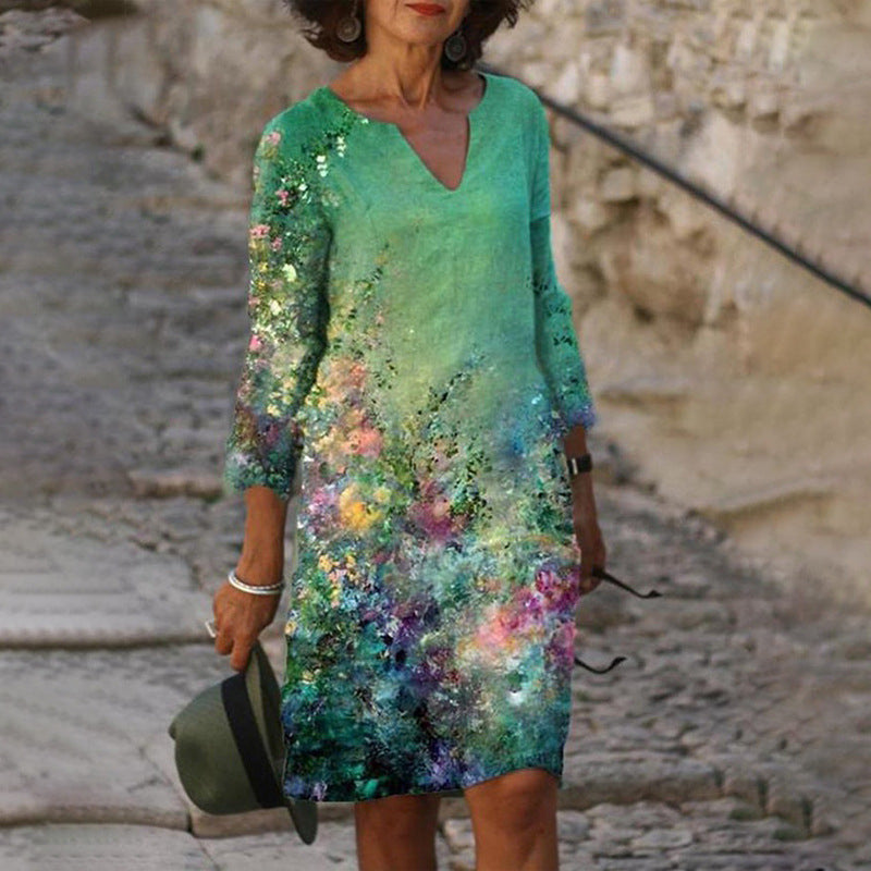 Karen | Women’s Floral Print Dress with Soft Draping