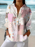 Fanny | Women’s Patchwork Daisy Blouse with Daisy Accents
