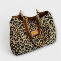 Solvi | Women’s Leopard Print Shoulder Bag with Chain