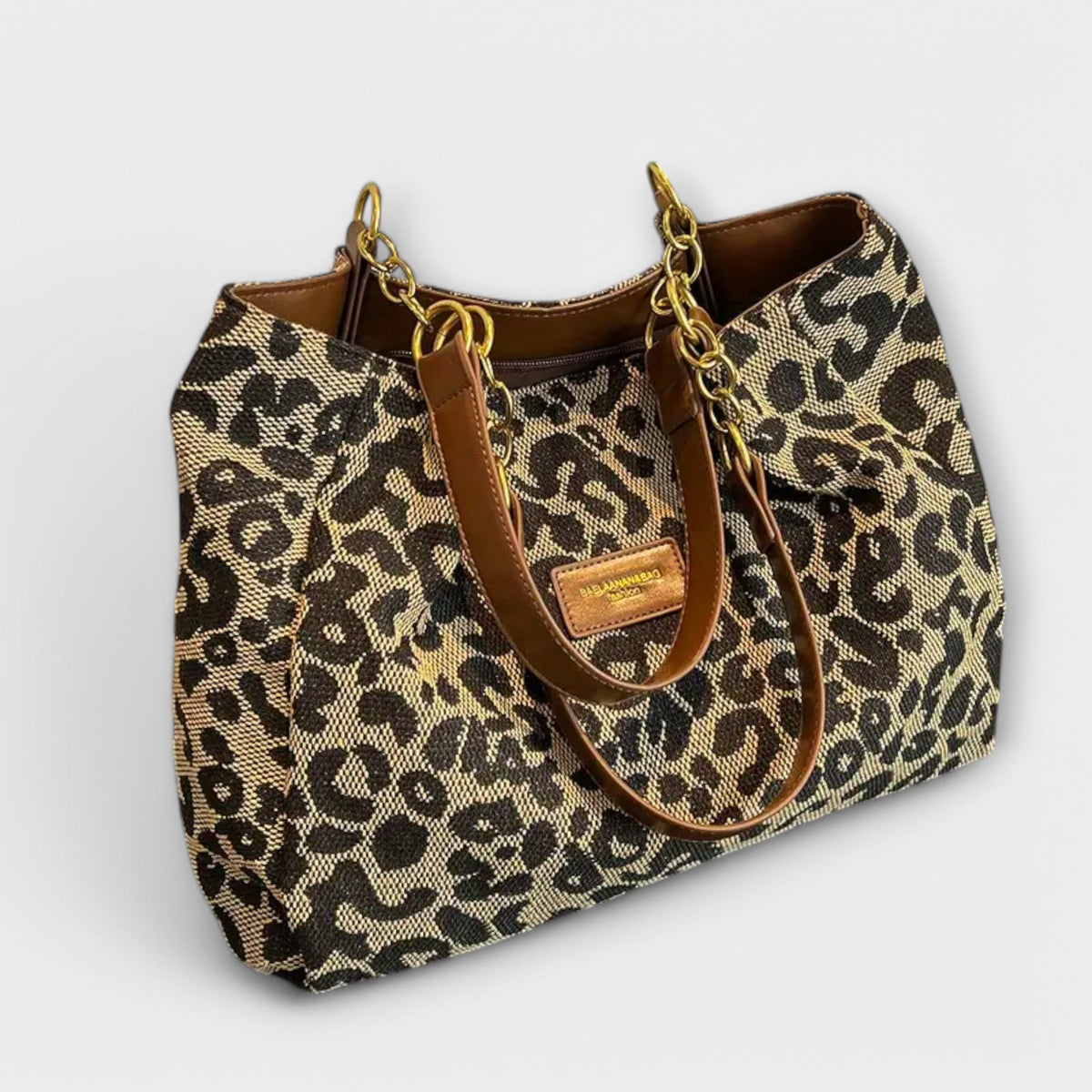 Solvi | Women’s Leopard Print Shoulder Bag with Chain
