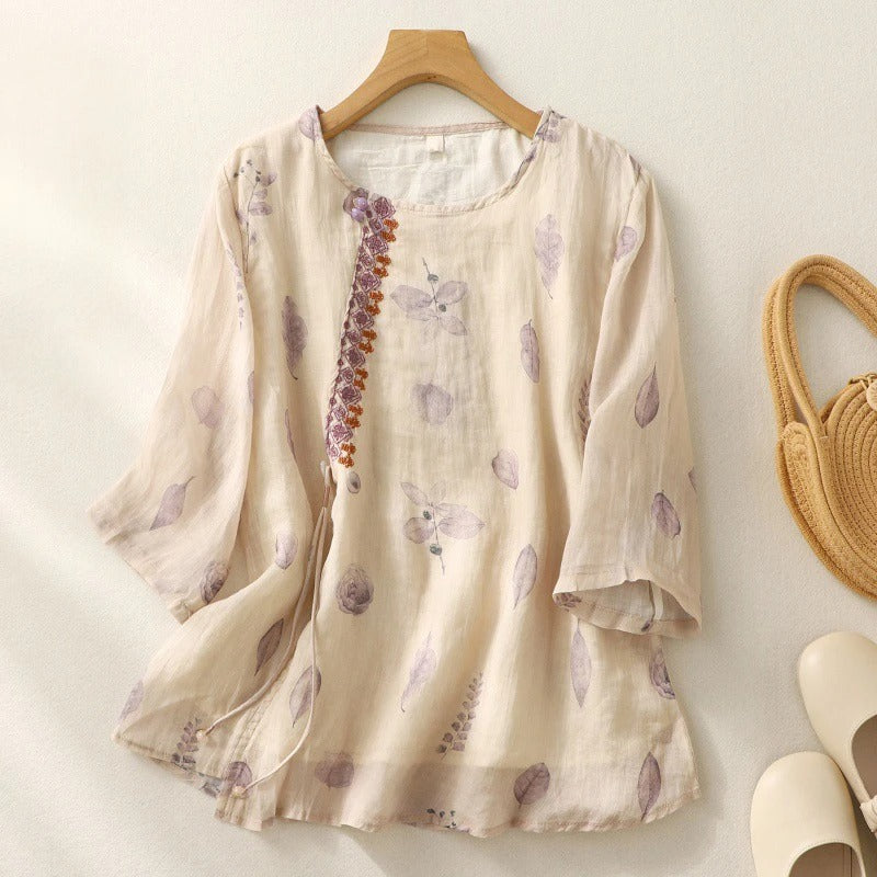Noy | Women’s Embroidered Relaxed Blouse with Embroidery