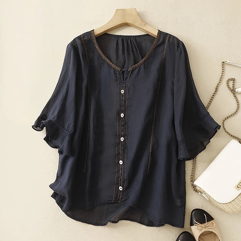 Gia™ | Embroidered Ruffle Sleeve Blouse