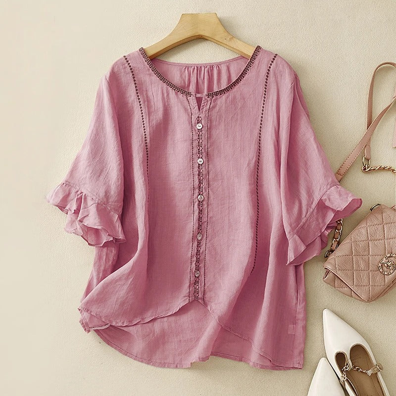 Gia™ | Embroidered Ruffle Sleeve Blouse