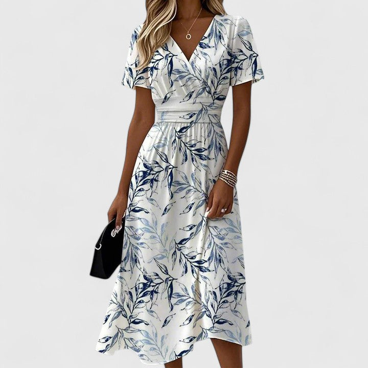 Celeste | Women’s Floral Wrap Midi Dress with V-Neck