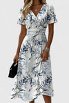 Celeste | Women's Floral Wrap Midi Dress V-Neck Short Sleeve