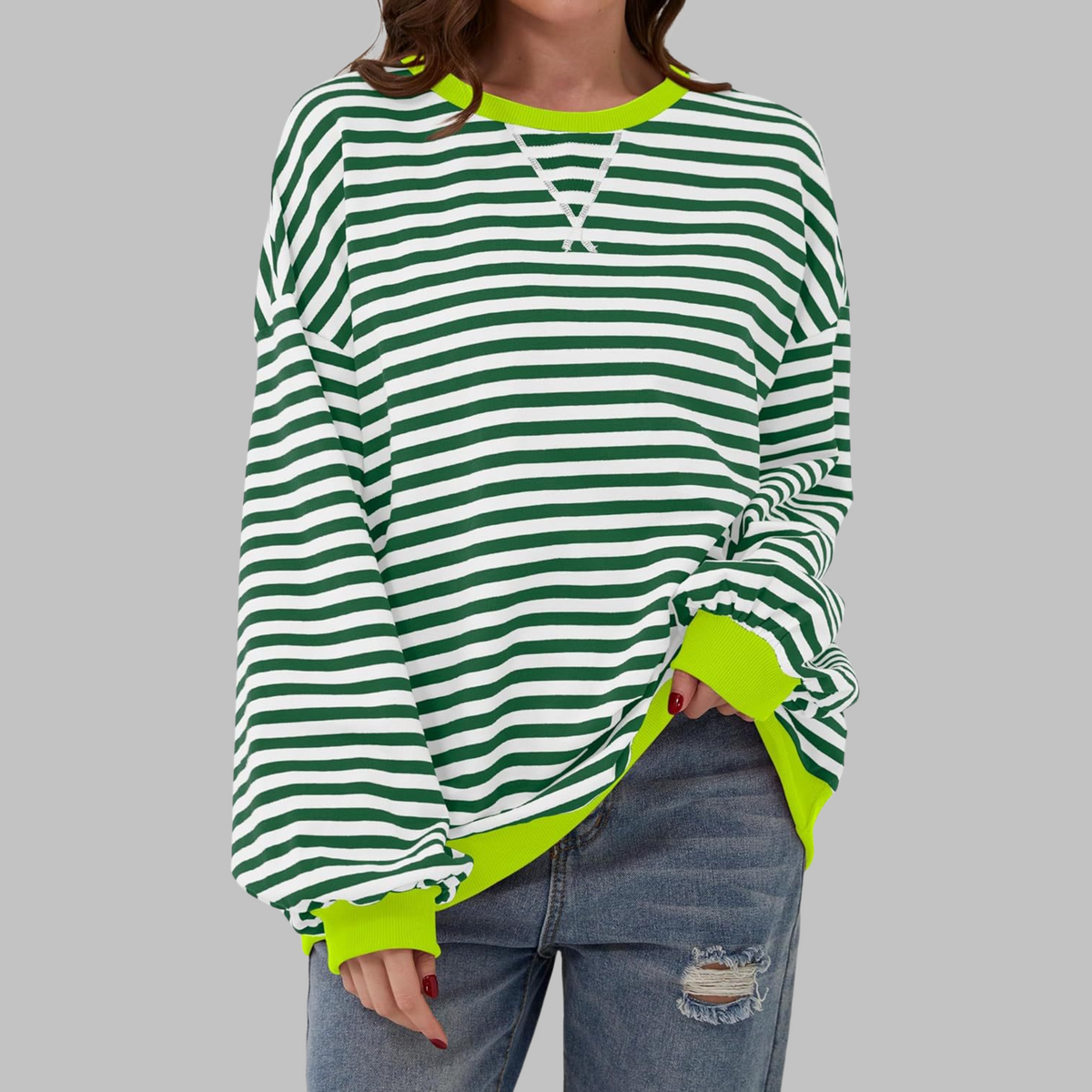 Remi | Women’s Oversized Striped Sweatshirt with Crew Neck