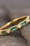 Retro Green Zirconia Gold Ring with Inlay