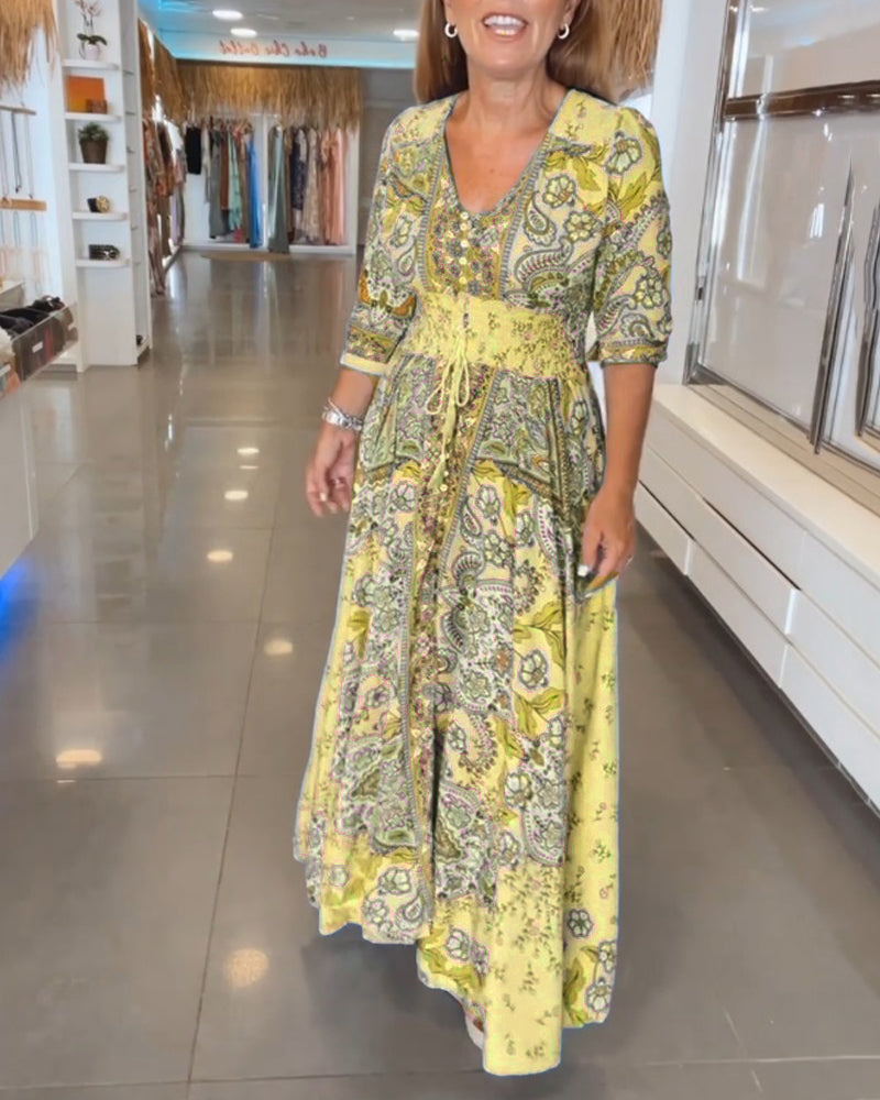 Helia | Women’s Floral Maxi Dress with V-Neck