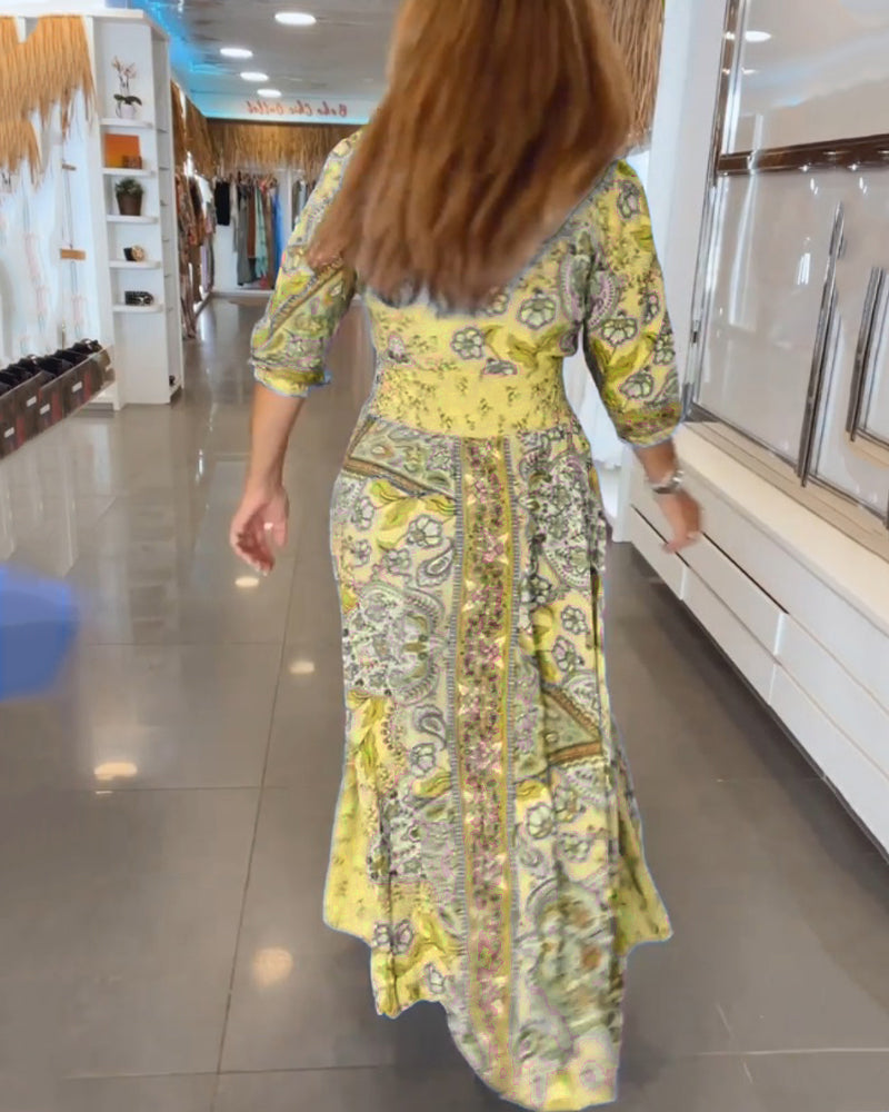 Helia | Women’s Floral Maxi Dress with V-Neck