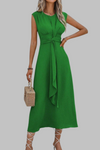 Grace | Women's Sleeveless Tie Waist Ruffle Front Maxi Dress