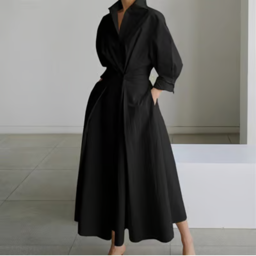 Elkie | Women’s Lapel Maxi Dress with Wrap Silhouette