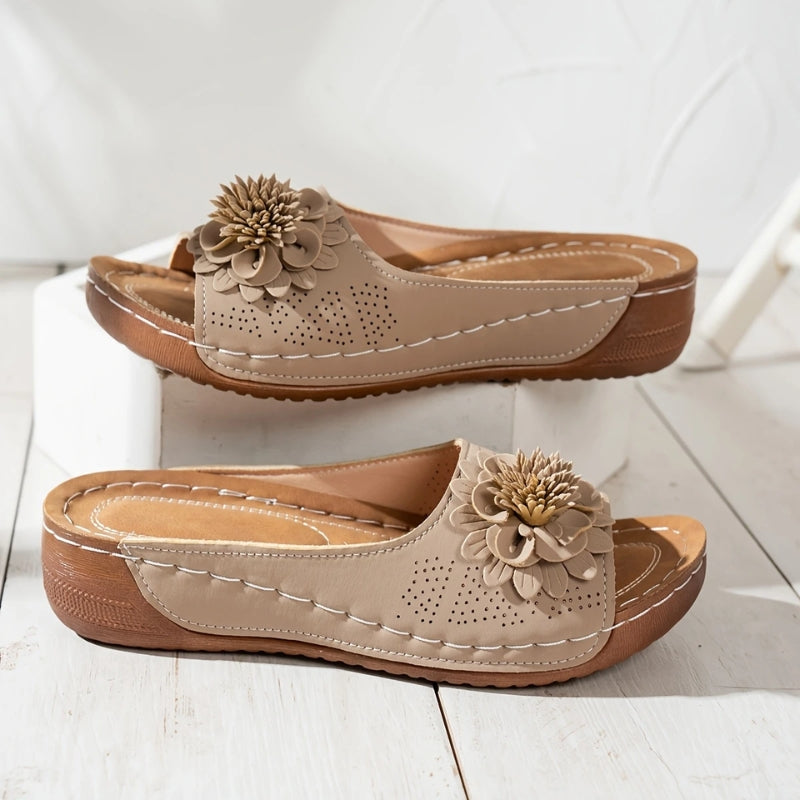 Flora | Women’s Slip-On Sandals with Cushioned Wedge