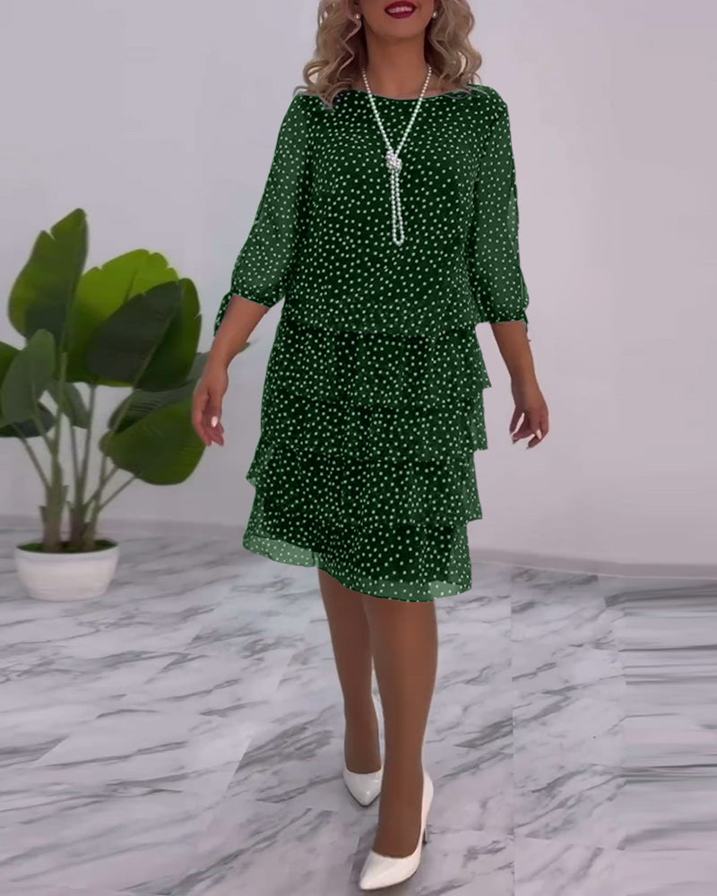 Sophia | Women’s Tiered Polka Dot Dress with Sleeves