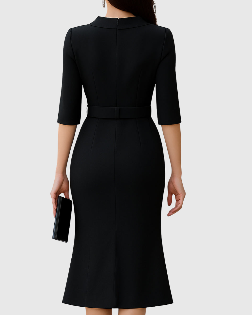 Harper | Women’s Belted Midi Dress with Split Sleeves