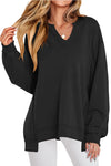 Lena | Women's Oversized V-Neck Sweatshirt Long Sleeve Pullover Top