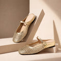 Mira | Women’s Woven Mule Flats with Strap