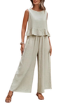 Willow | Women's 2 Piece Ruffle Hem Tank Top and Wide Leg Trousers