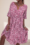 Poppy | Women's Floral Midi Dress Half Sleeve V-Neck Boho Summer Dress