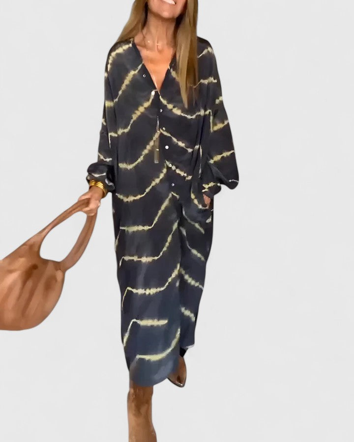 Celeste | Women’s Celeste Striped Maxi Dress with Deep-V