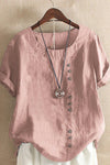 Hana | Women's Linen Button Front Short Sleeve Top Relaxed Fit