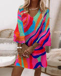 Zara | Women’s V-Neck Bell-Sleeve Mini Dress with Print
