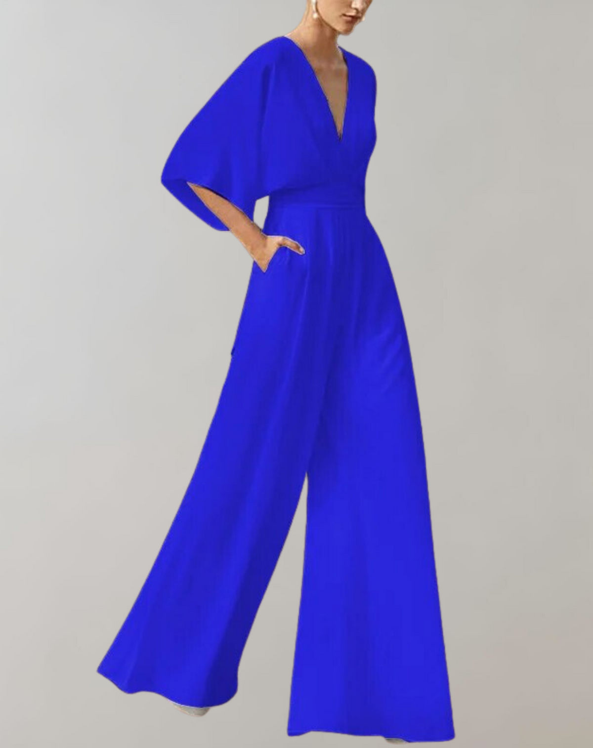 Serafina | Women’s V-Neck Wide-Leg Jumpsuit with Kimono Sleeves