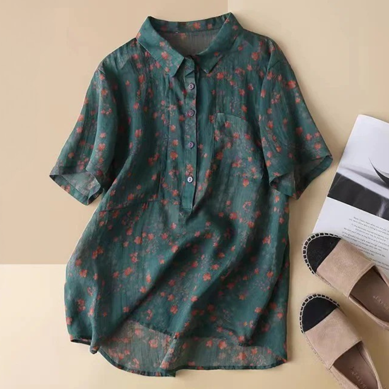 Annette | Women’s Floral Half-Placket Shirt with Lightweight Breathability