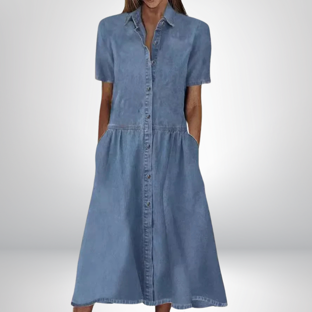 Tess | Women’s Flattering Midi Dress with Button Front