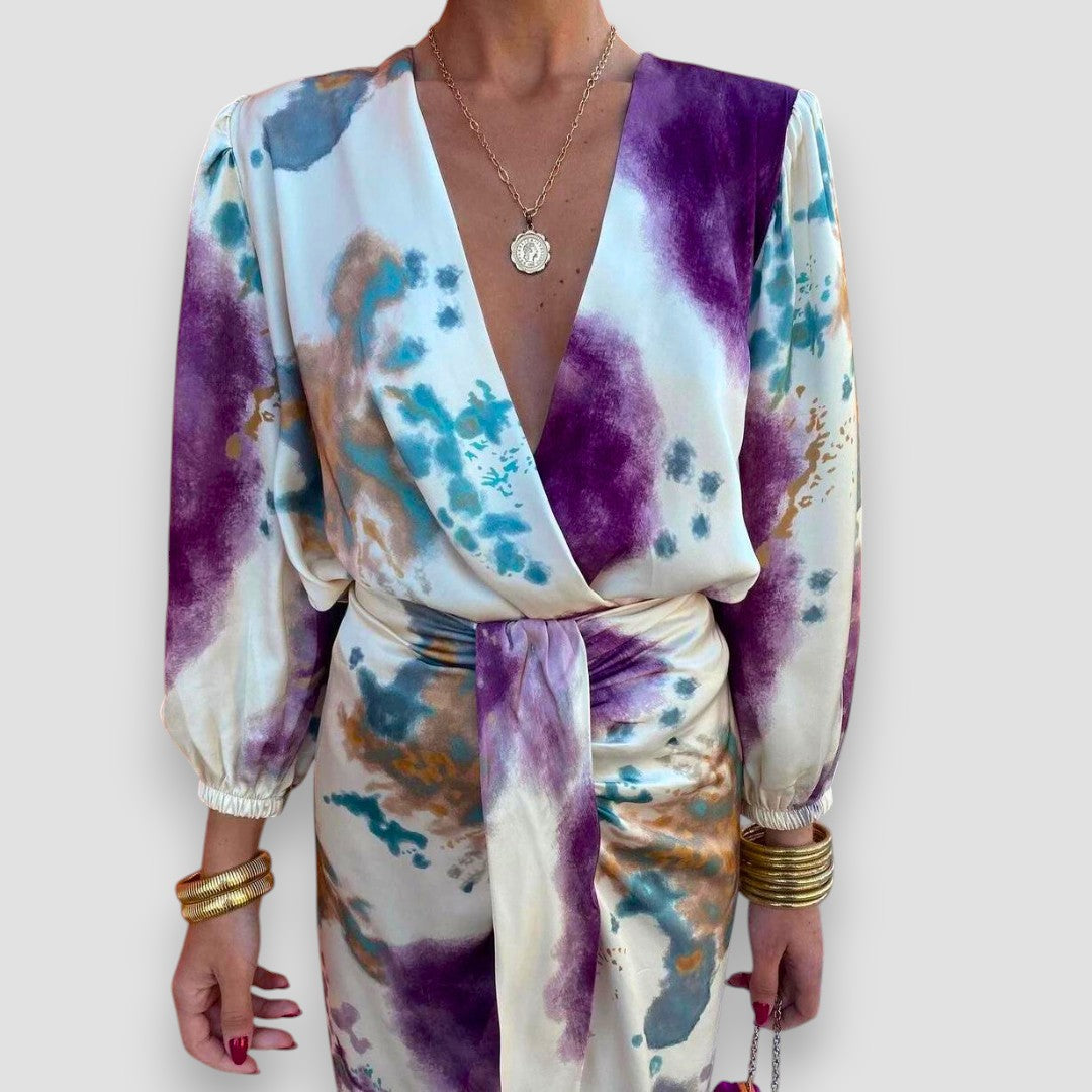 Gemma | Women’s Wrap Midi Dress with Tie Waist