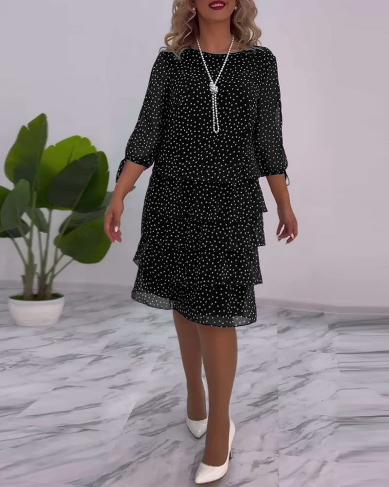 Sophia | Women’s Tiered Polka Dot Dress with Sleeves