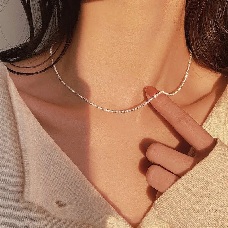 Lilia |  Women’s Silver Chain Necklace with Sparkle