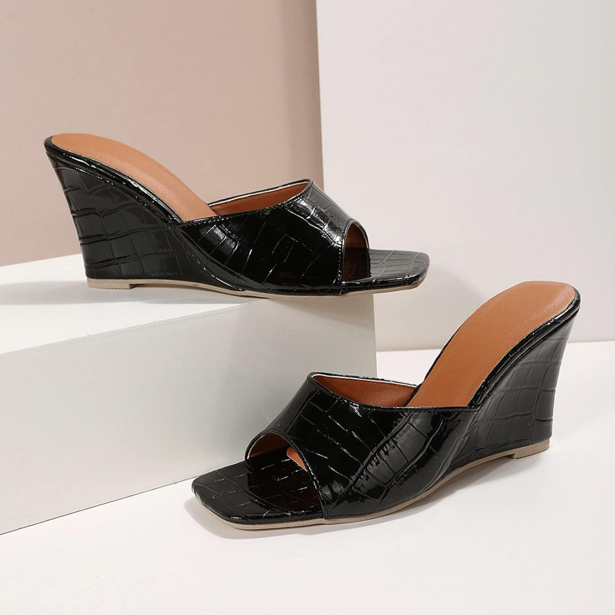 Vivian | Women’s Wedges with Faux Snake Leather Texture