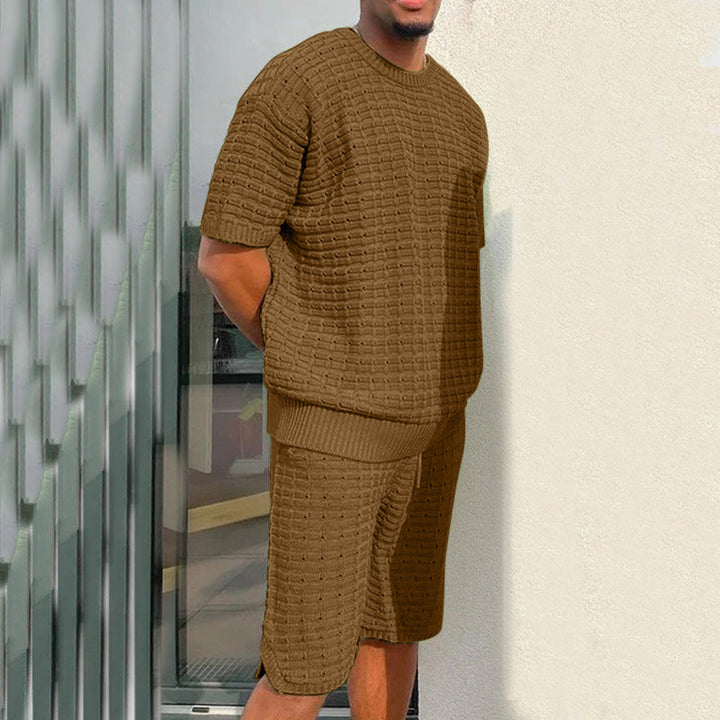 Blake Sutton | Textured Knit Shirt &amp; Shorts Set For Men