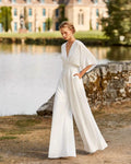Serafina | Women’s V-Neck Wide-Leg Jumpsuit with Kimono Sleeves