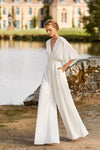 Serafina | Women's V-Neck Wide-Leg Jumpsuit Kimono Sleeve Formal Playsuit