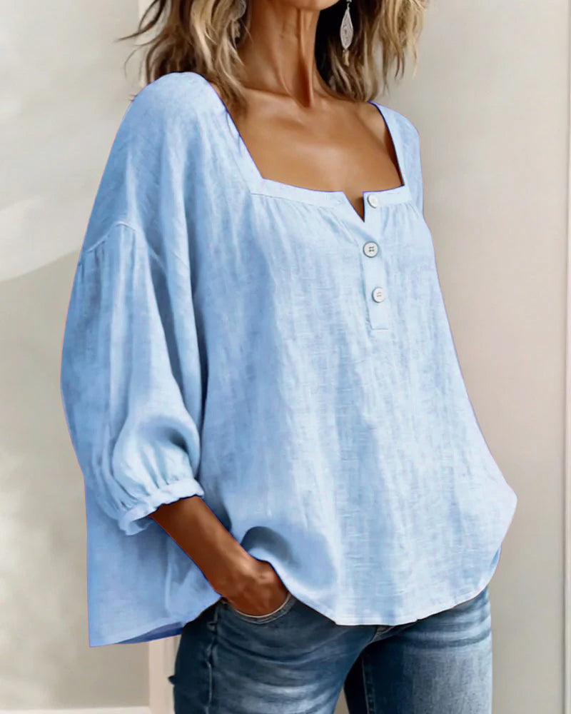 Daisy | Women’s Puff Sleeve Blouse with Square Neck